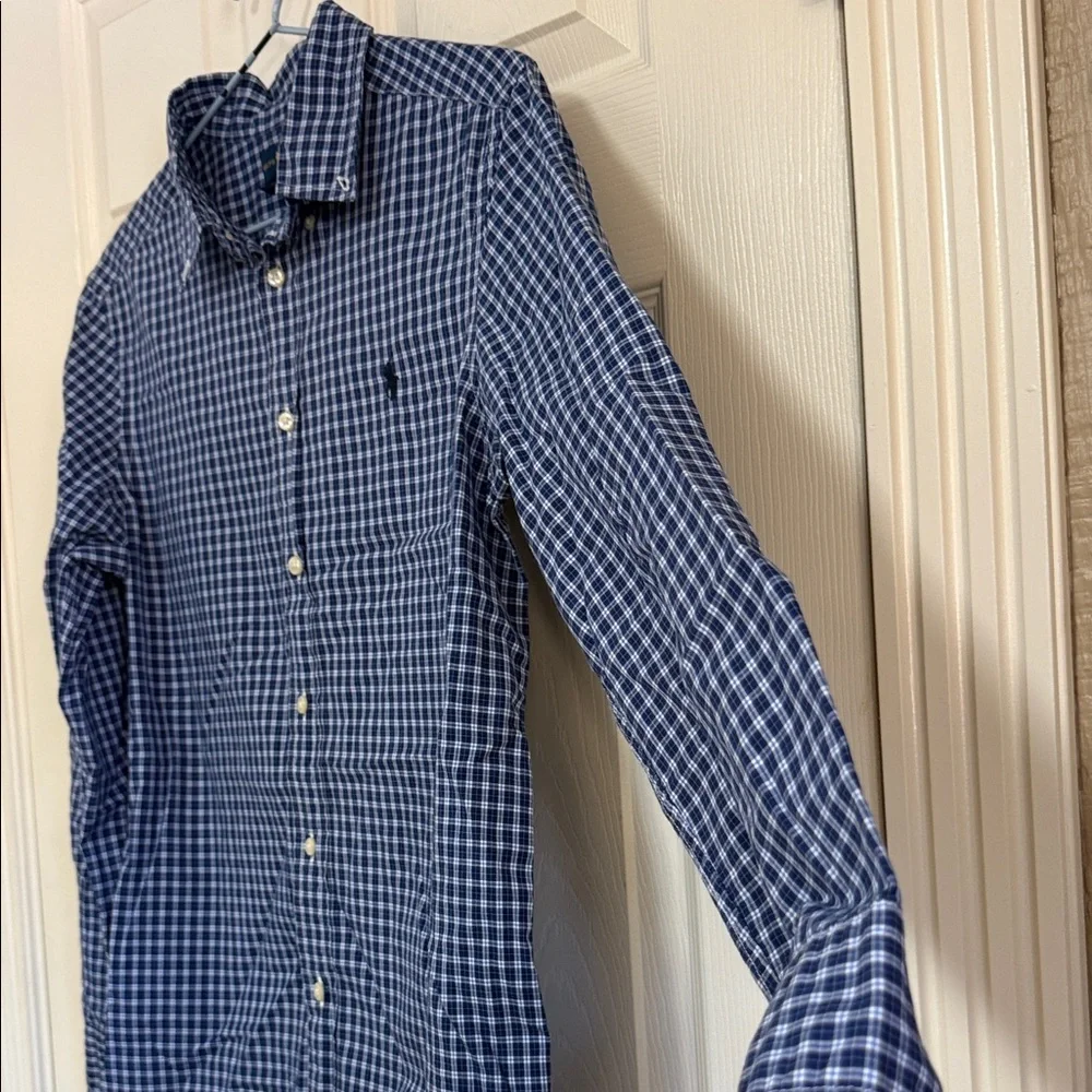 Ralph Lauren Navy Checkered Button Down Shirt